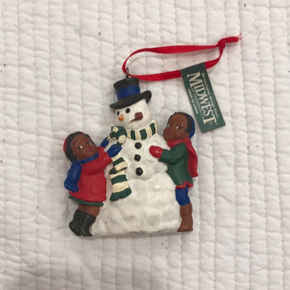 Christmas ornament kids and snowman